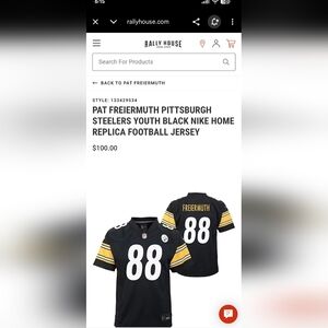 Youth Nike Pittsburgh Steelers Home Pat Friermuth Jersey Size Medium